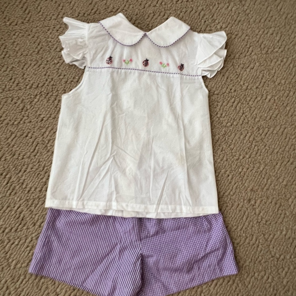 Beautiful White and Purple Toddler Blouse Short Set!!